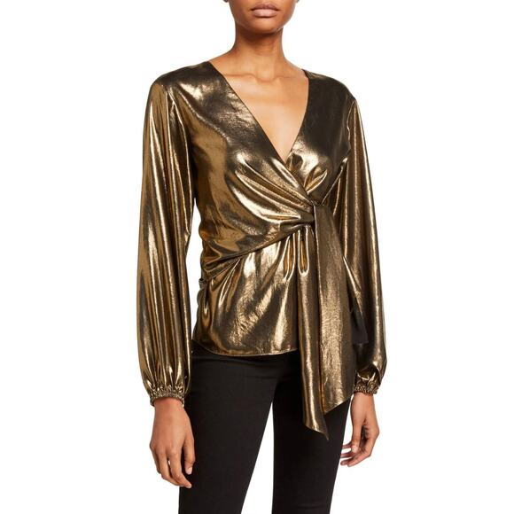 Ramy Brook Alijah Metallic Tie Front Blouse Size XS - Picture 1 of 10